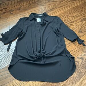Express Black Blouse with Front Tie